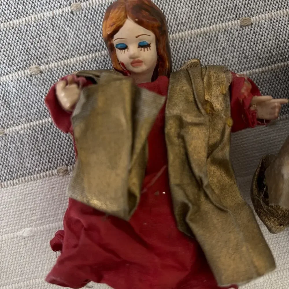Angel Red Gold Robes Musician Vintage Cottagecore Christmas Ornament‎ Lof of 2